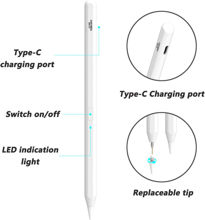 KSW KINGDO Stylus Stift für iPad/iPad Pro, Palm Rejection Stift für iPad Pro (11/12.9 Inch), iPad 6t