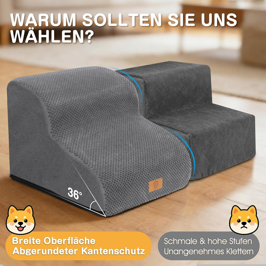 Zvonema wasserdichte Hundetreppe 2 Stufen,Waschbar Leiter Hundetreppe für Kleine Hunde und Katzen, A