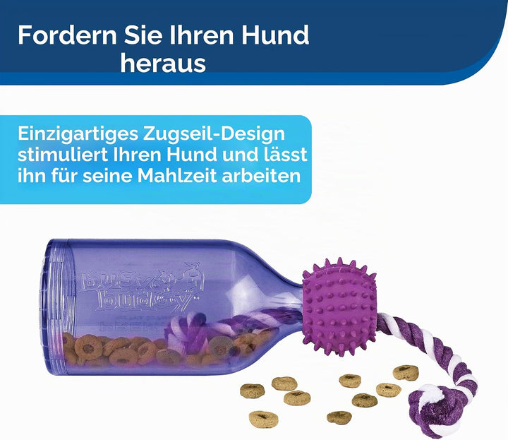 PetSafe Busy Buddy Tug-a-Jug Hundespielzeug, Snackspender mit Seil, Beschäftigung und Gewichtskontro