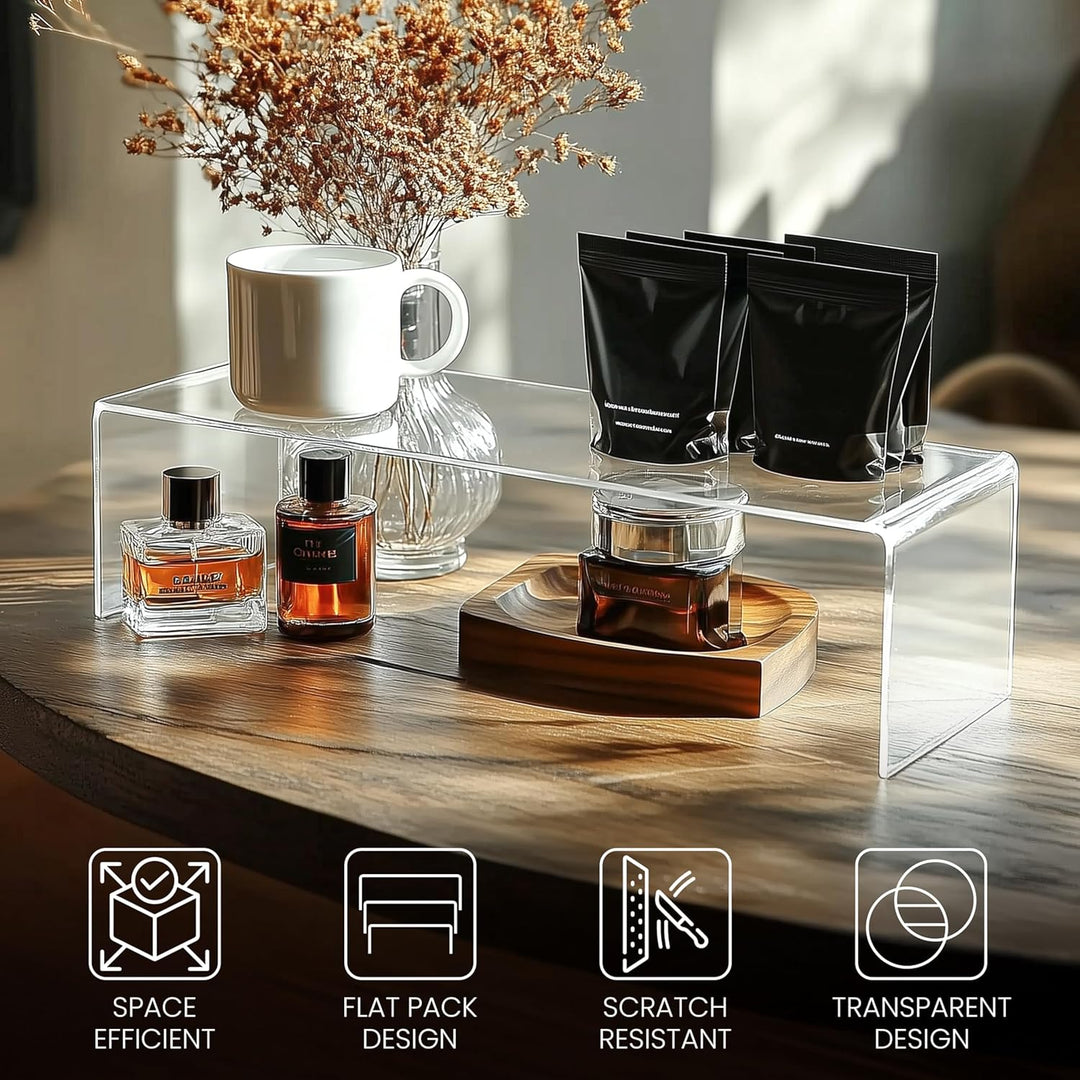 BELLE VOUS 5 Stück Klare Acryl Display SockelKunststoff Deko Vitrine Ständer in 5 Grössen für Regale