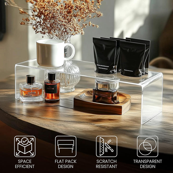 BELLE VOUS 5 Stück Klare Acryl Display SockelKunststoff Deko Vitrine Ständer in 5 Grössen für Regale