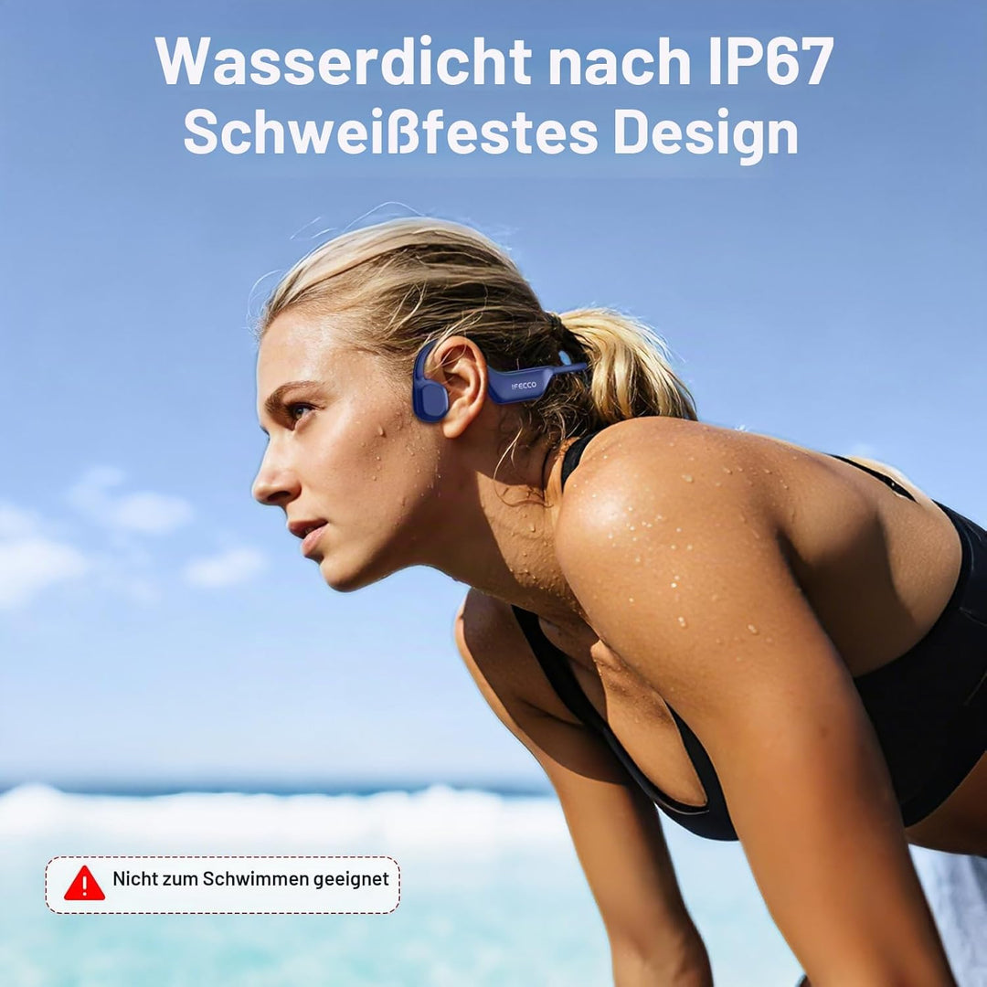 IFECCO Knochenschall Kopfhörer Bluetooth 6.0 - IP67 Wasserdicht Bone Conduction Headphones mit Mikro