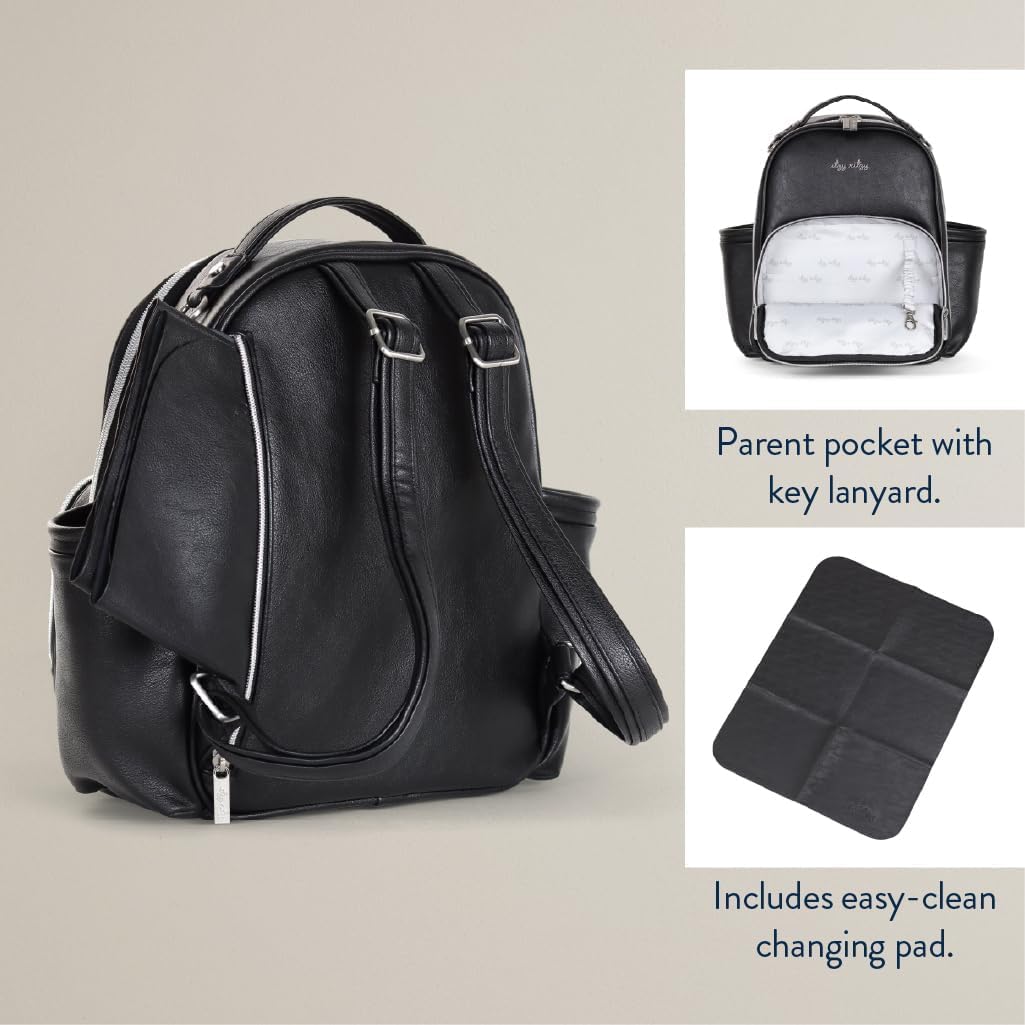 Itzy Ritzy Baby Mini Plus Wickeltasche, Schwarz mit silberfarbenen Beschlägen – Plus, Black with Sil