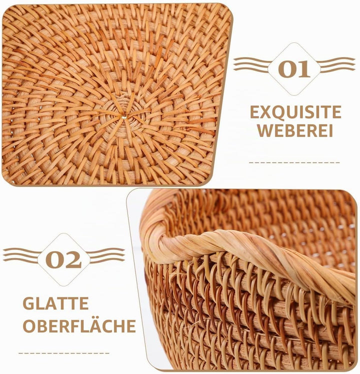 Runder Geflochtener Rattan Brotkorb 9.96X9.96X3.11In Vielseitiger Aufbewahrungskorb Für Brot Obst Sn