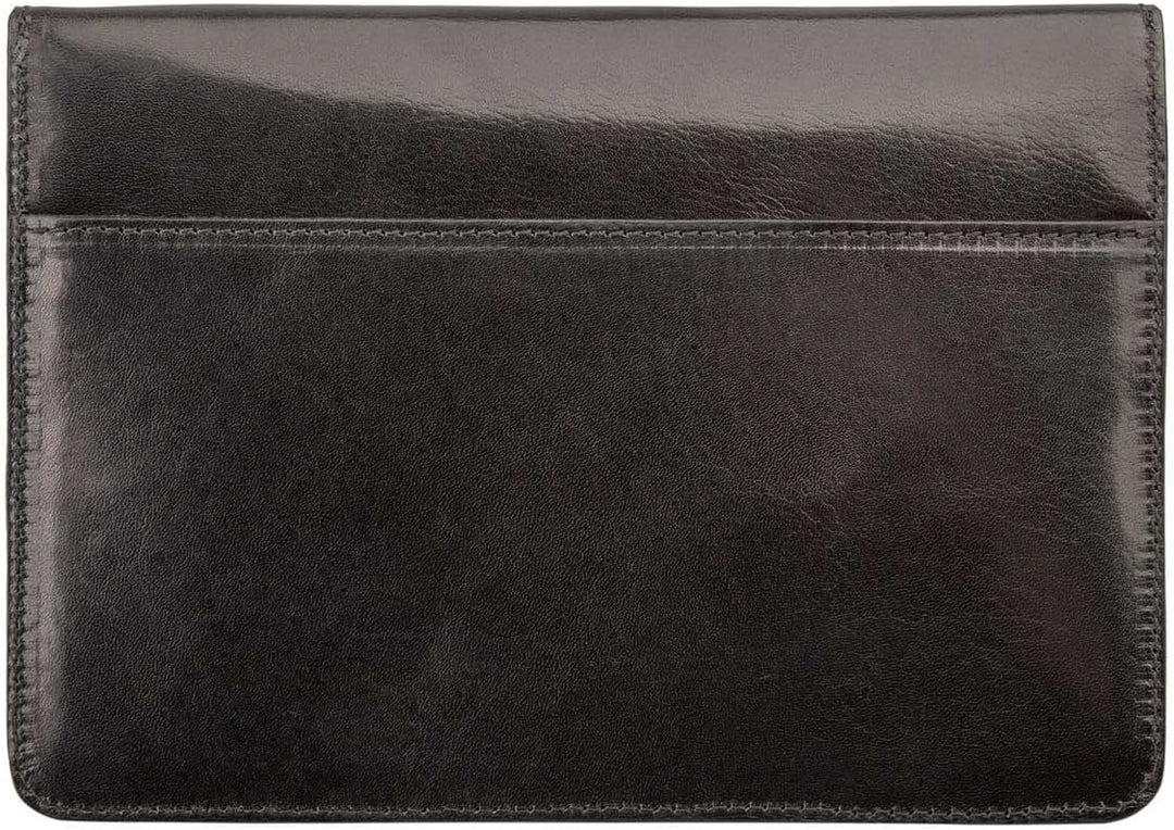 Maxwell Scott Handgefertigte Leder Reisedokumentenmappe Torrino in Schwarz, Schwarz