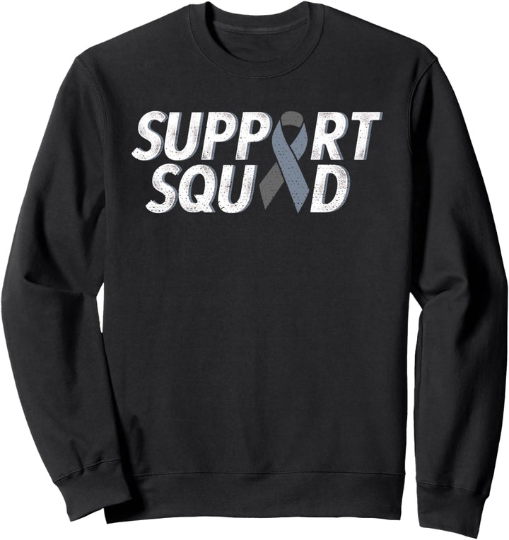 Support squad gray ribbon brain cancer awareness Sweatshirt