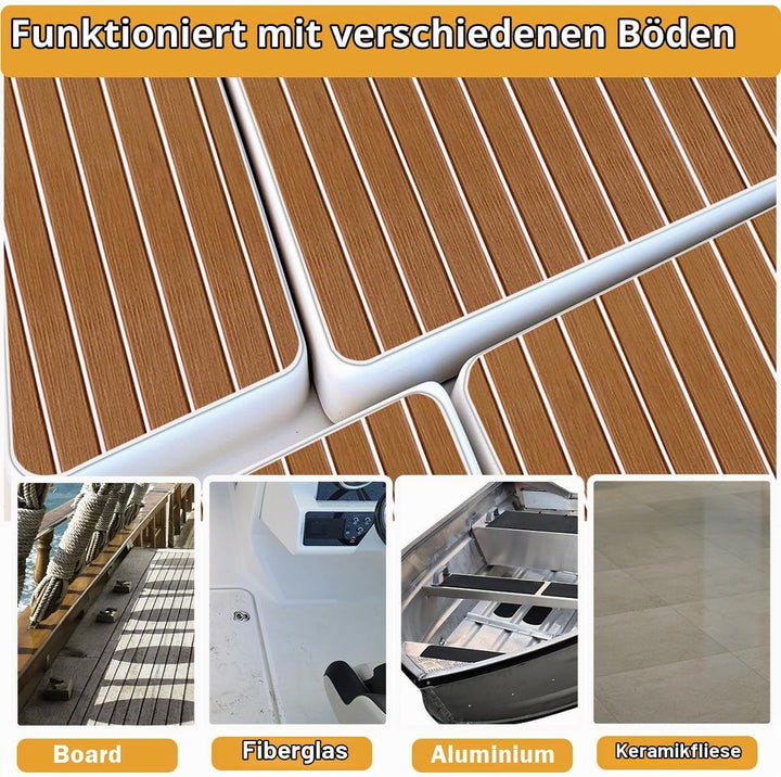 Hzkaicun Eva Schaum Boot 240x17/41/60/90 cm, Teakholz Eva Schaum Bodenbelag, Selbstklebende Deck Tep