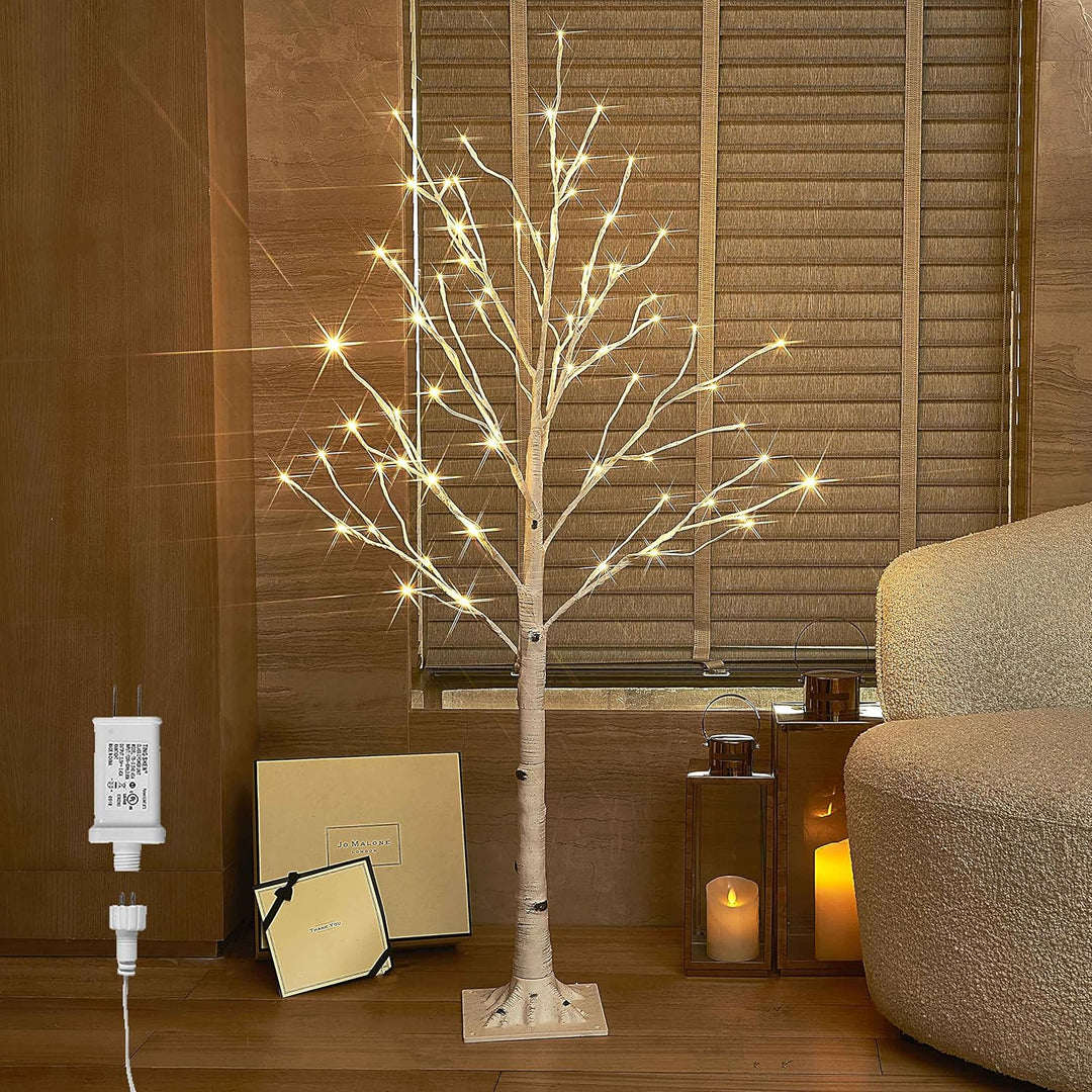 Hairui LED Baum Warmweiss 72LEDs Birke Lichterbaum 120CM Künstlicher Weihnachtsbaum mit Teilweise Fu