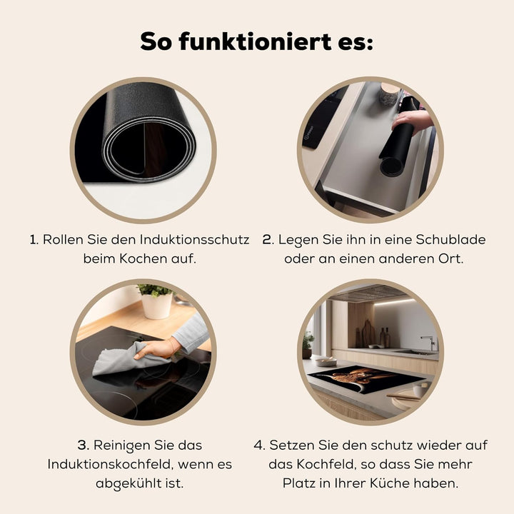 Herdabdeckplatte 80x52 cm Einteilig Induktionsmatte Küche Abdeckung Ceranfeld Herd Abdeckplatte Deko