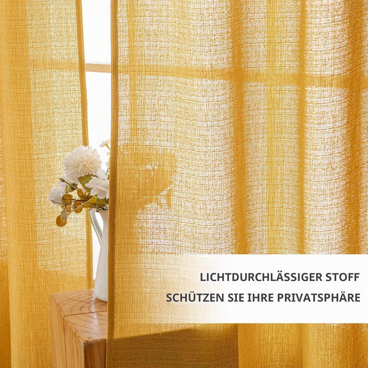MIULEE 2er Set Voile Vorhang Sheer Leinenvorhang mit Ösen Transparente Unregelmässige Textur Gardine