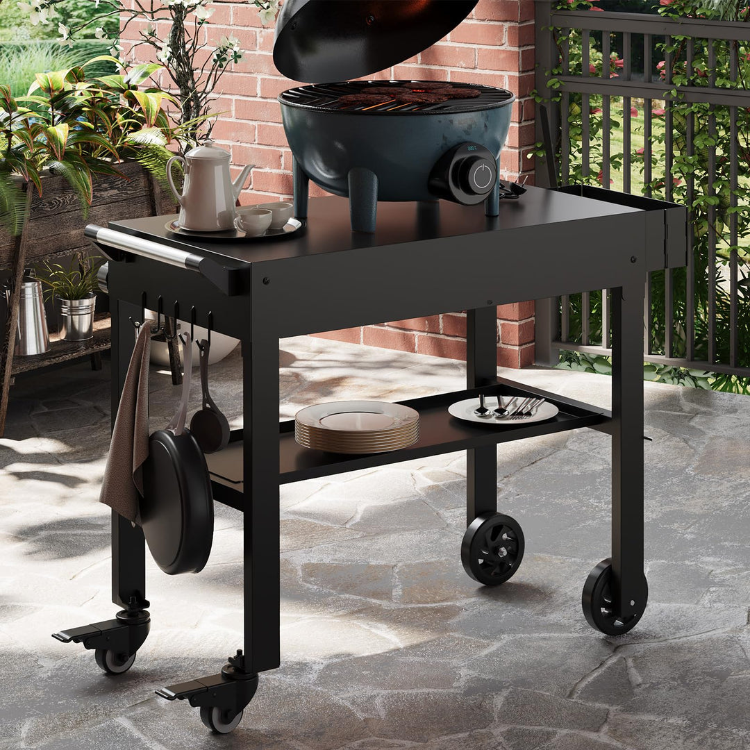 GarveeLife Mobiler BBQ Grillwagen für Blackstone Griddle 17"/22" – Faltbarer Edelstahl Grilltisch mi