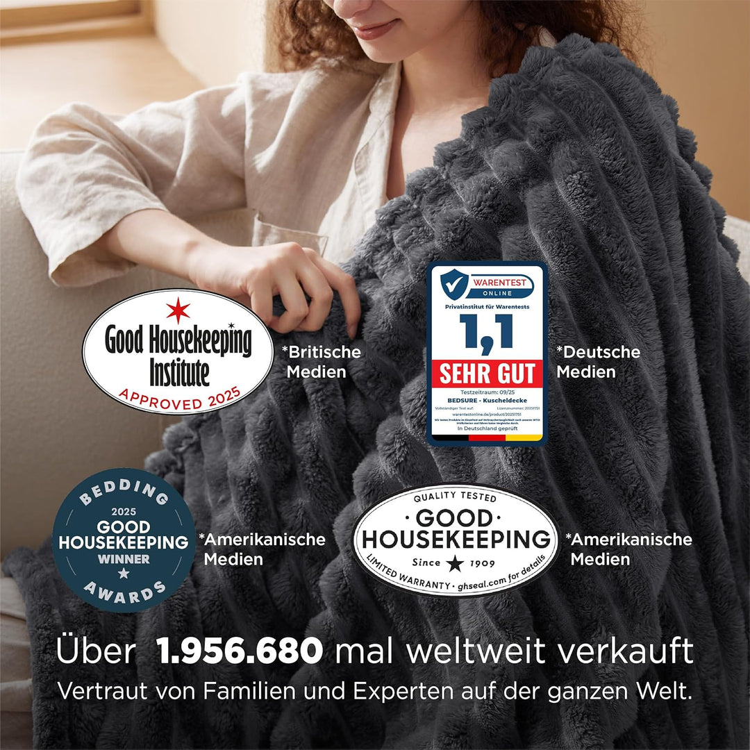 Bedsure Kuscheldecke Flauschig Decke Fleecedecke – Weiche Warme Grobe Korddecke Gemütlicher Überwurf