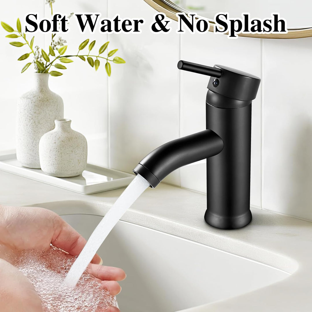 kisimixer Wasserhahn Bad Schwarz Waschtischmischer, Einhandmischer Waschbecken Armaturen mit Kalt/Wa