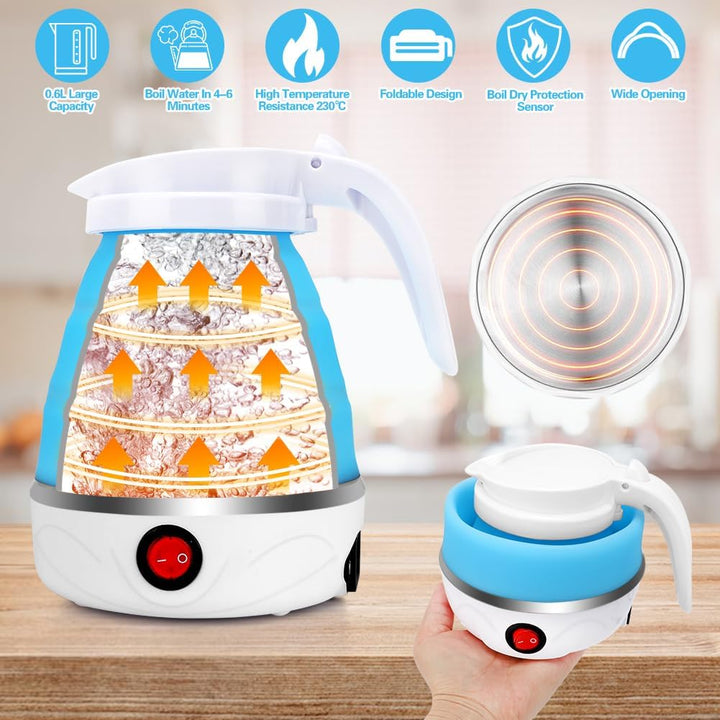 RANJIMA Wasserkocher Faltbar, 0,6L Tragbarer Camping Wasserkocher Elektrischer Wasserkocher Mini Rei