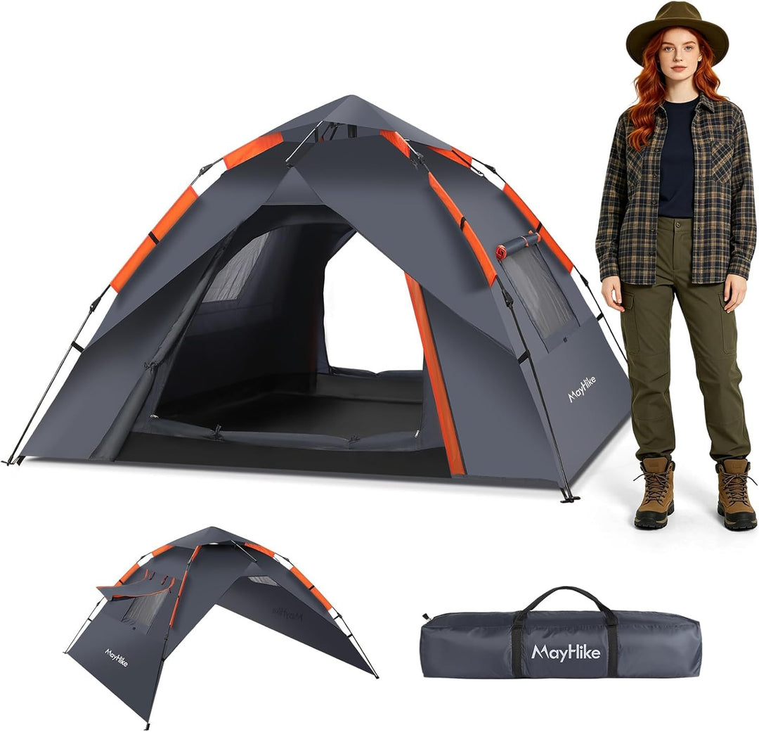 Camping Zelt 2 Personen Wurfzelt – Automatik Pop Up Zelt wasserdicht 3000mm mit 2 Türen und 2 Fenste