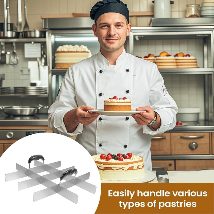 Quadratischer Kuchenschneider,Edelstahl Quadrat Kuchen Teiler Mit Griff - Küchenzubehör Für Geburtst