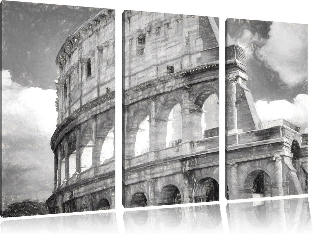 Pixxprint Kolosseum in Rom als Leinwandbild/Grösse: 3 Teilig (120x80) cm/Wandbild/Kunstdruck/fertig