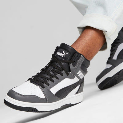 PUMA Unisex Rebound V6 Sneaker 41 EU Puma White Puma Black Shadow Gray, 41 EU Puma White Puma Black