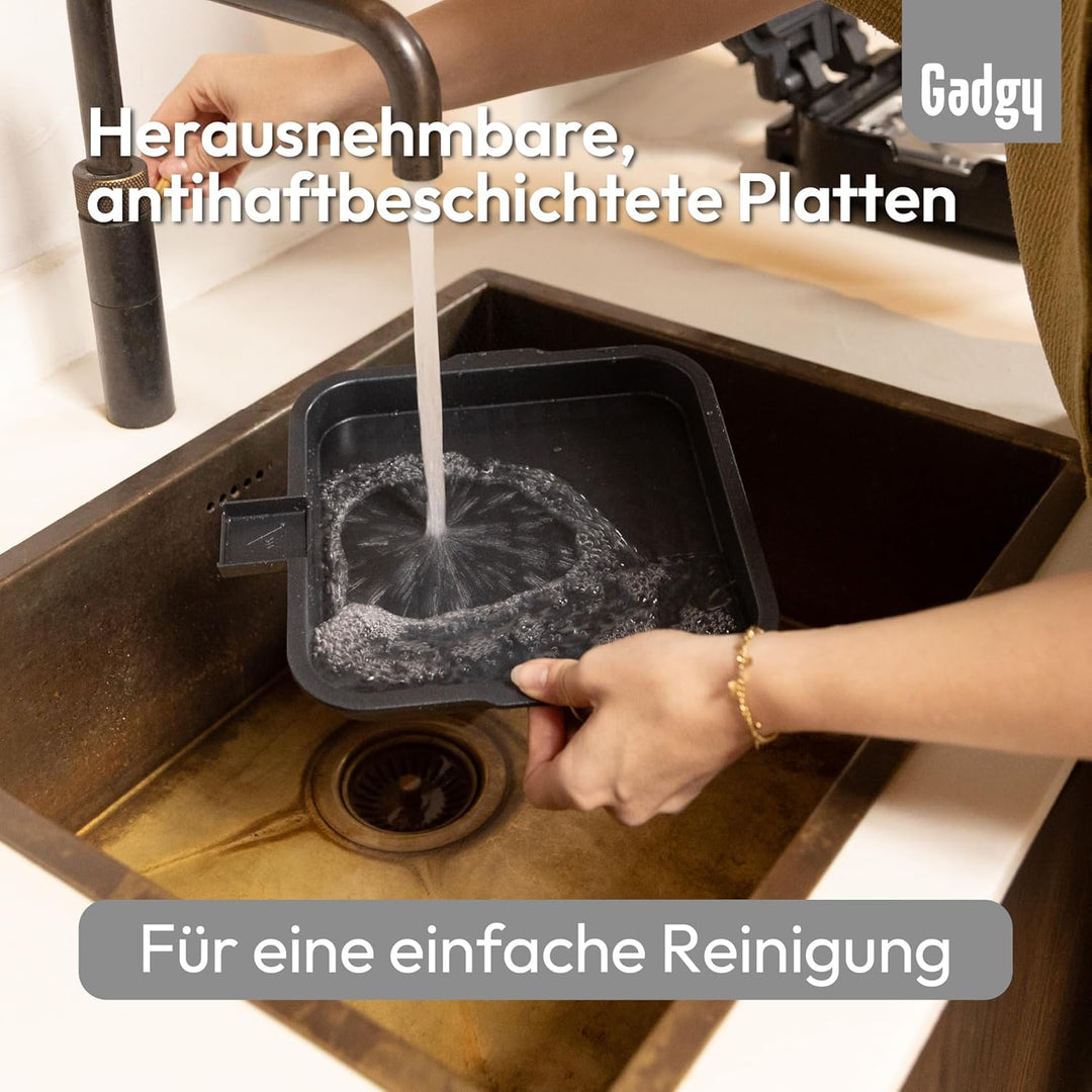 Gadgy Kontaktgrill – Elektrische Tischgrill mit abnehmbarem Grillboden – Einstellbare Temperatur – E