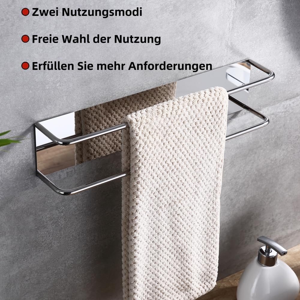 HomeHeng Gästehandtuchhalter Ohne Bohren Chrom, Handtuchregal Selbstklebend Edelstahl SUS304 Handtuc