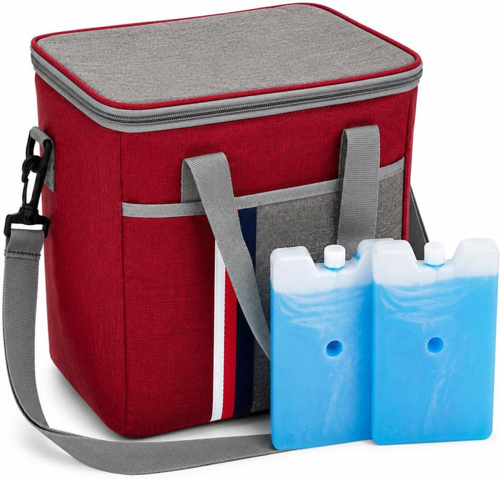 Kühltasche 31x20x27 cm - Grosse Isoliertasche - Inklusive 2 Kühlakkus - Oxford 600D - Camping - Pick