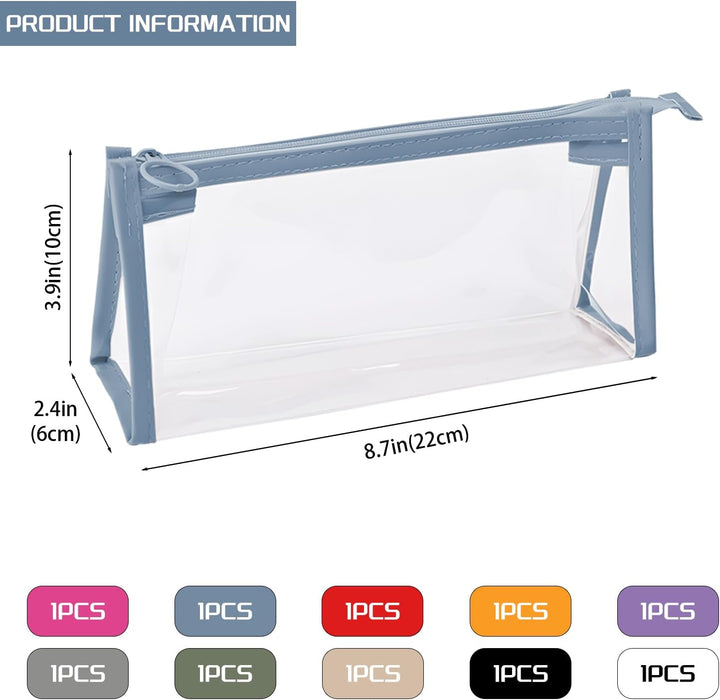 10 Stück transparente Federmäppchen, Stiftetasche, transparente Markertasche mit Reissverschluss, Au