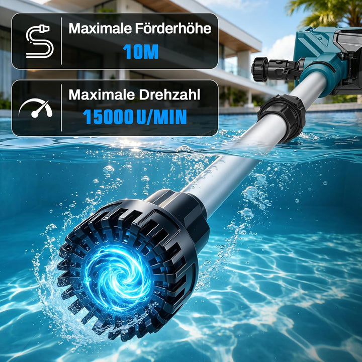 Akku Regenfasspumpe kompatibel mit Makita 18V, 3600 L/h, 10m Förderhöhe | Bürstenlos Motor, mit Gart