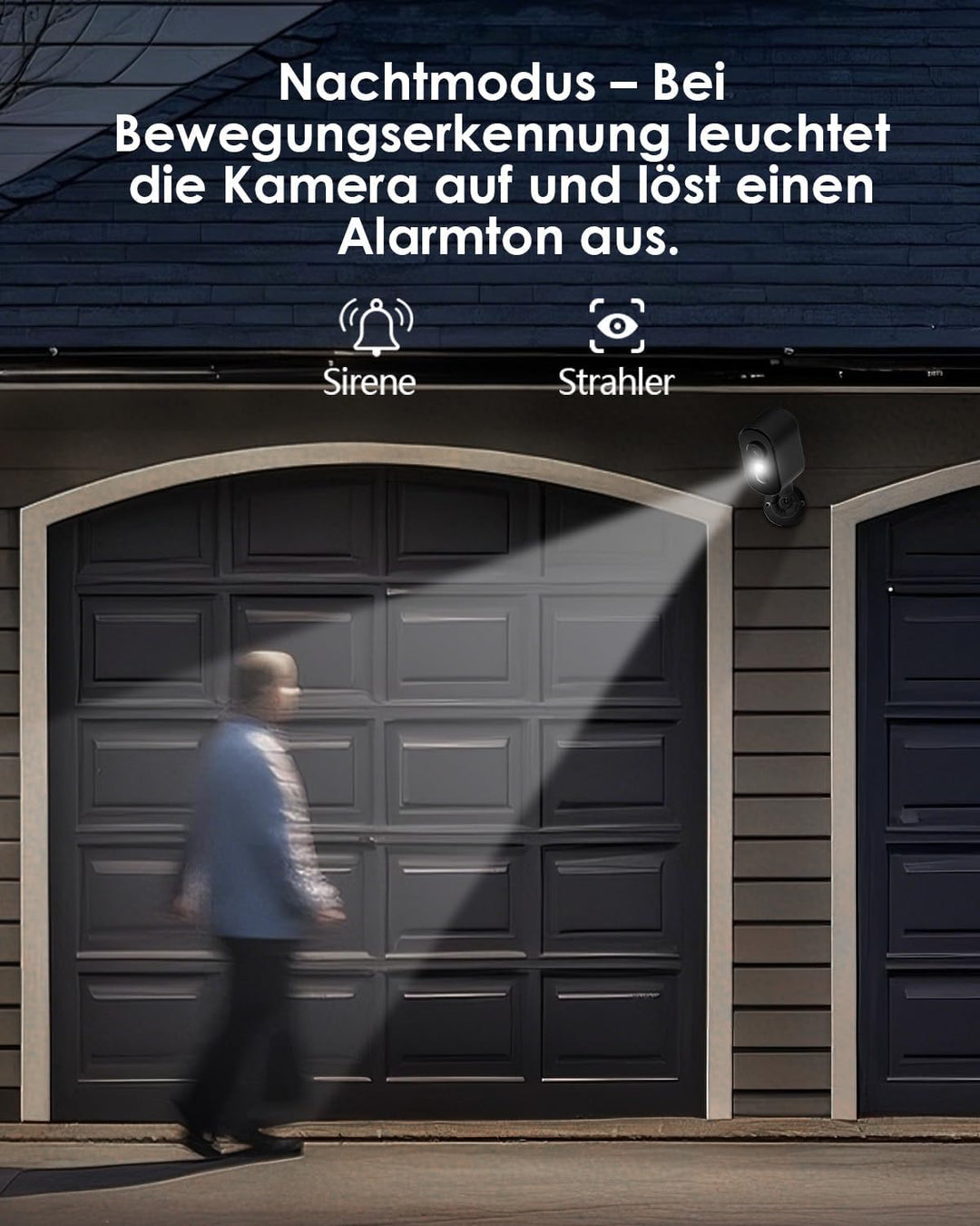 2K Überwachungskamera Aussen Akku, Magnetische Montage,Bewegungserkennung,WLAN Kabellose Überwachung