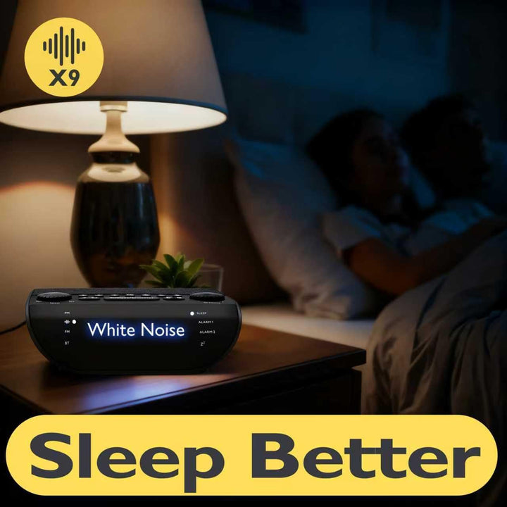 Up-Max Radiowecker mit Bluetooth und UKW-Radio–Extra lauter 90dB Wecker für Tiefschläfer, Dual-Alarm
