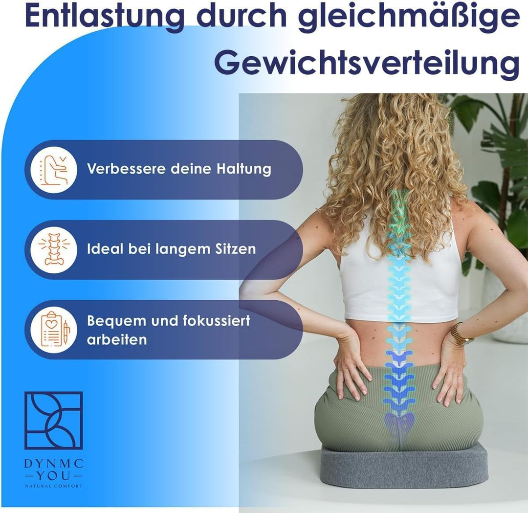 Bequemes Keilkissen - Modernes Ergonomisches Sitzkissen Stuhl, Bürostuhl, Auto - Optimal Harte Füllu