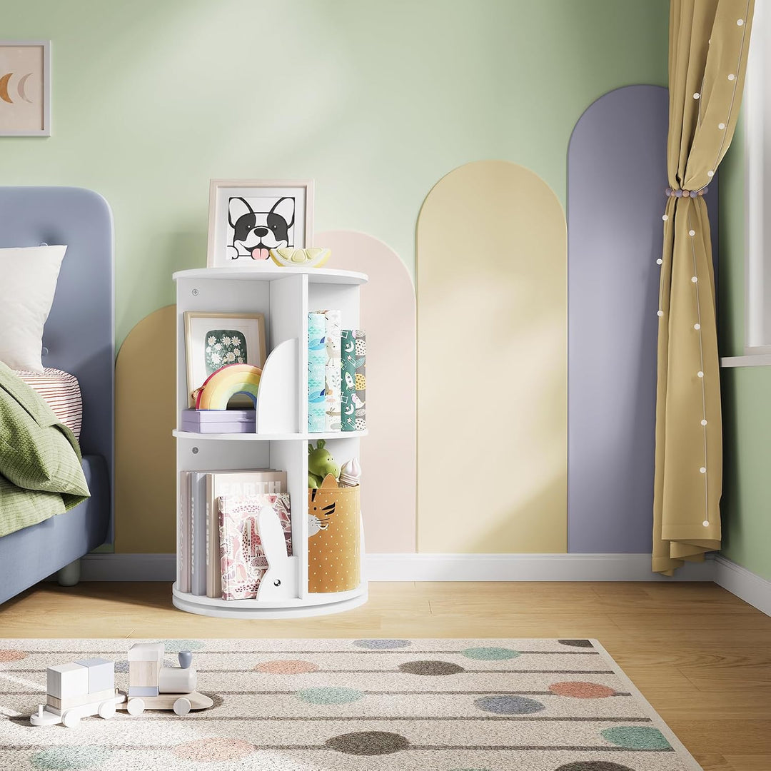 WOLTU Bücherregal Kinder, drehbares Kinderregal mit 2 Ebenen, Bücher Regal Kinderzimmer Wohnzimmer,