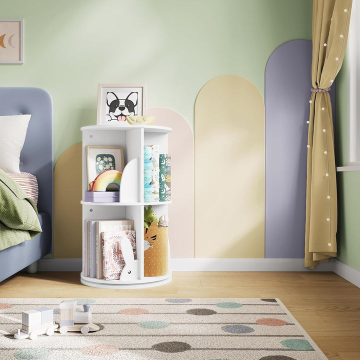 WOLTU Bücherregal Kinder, drehbares Kinderregal mit 2 Ebenen, Bücher Regal Kinderzimmer Wohnzimmer,