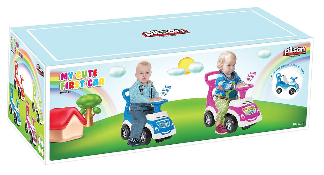 Mein erstes Auto Rutscherfahrzeug, Kinderfahrzeug mit Hupe& Staufach&Kippschutz, für drinnen und dra