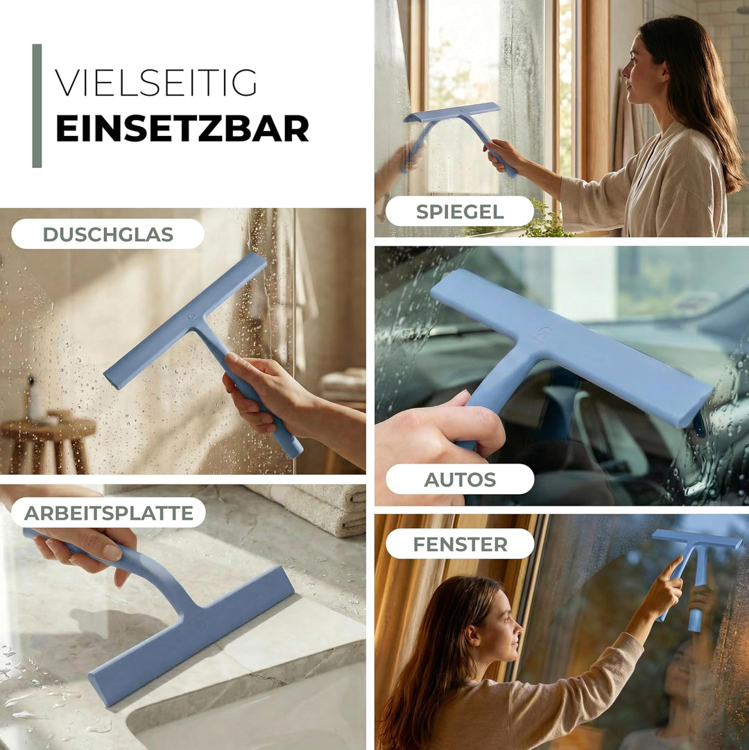 Gütewerk Duschabzieher, Silikon-Abzieher Dusche, Hygienischer Abzieher für Badezimmer, Duschwand & F