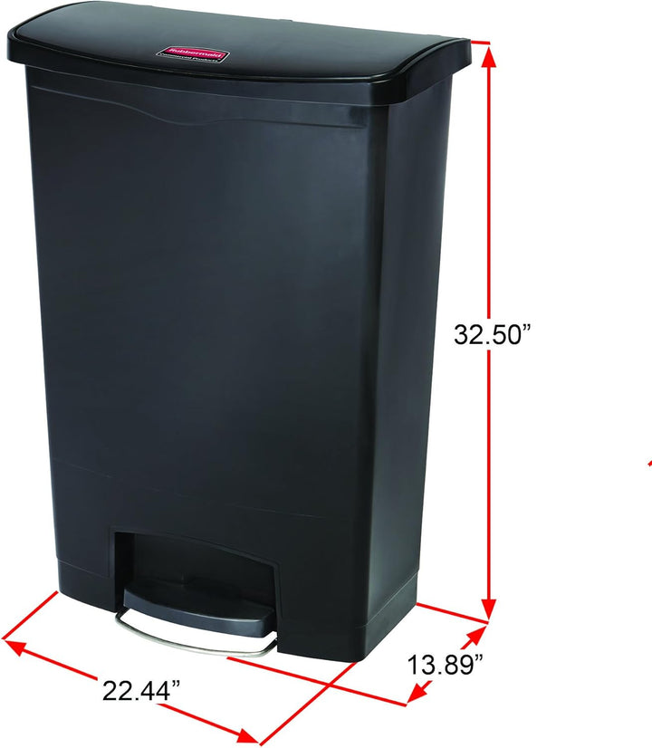 Rubbermaid Commercial Products Slim Jim 1883552 90 Litre Front Step Step-On Resin Wastebasket - Beig