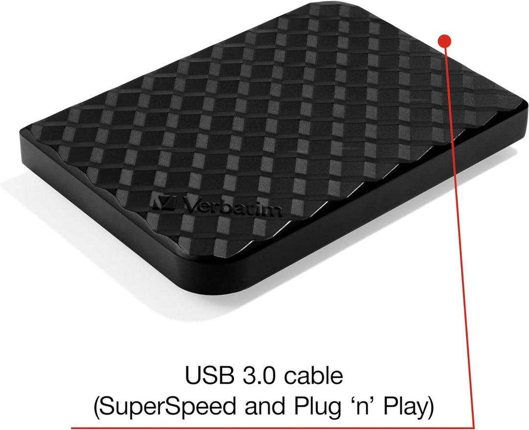 Verbatim Store 'n' Go SuperSpeed, 2 TB, Schwarz geriffelt, Externe Festplatte, USB 3.0, Festplatte e