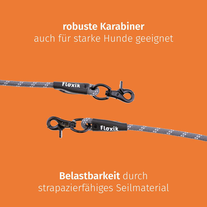 Floxik Premium Führleine Hund | Hundeleine 3m Verstellbar - Tauleine für kleine & mittelgrosse Hunde
