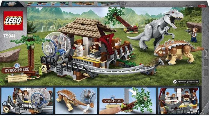 LEGO 75941 Jurassic World Indominus Rex vs. Ankylosaurus, Dinosaurier Set mit Gyrosphäre