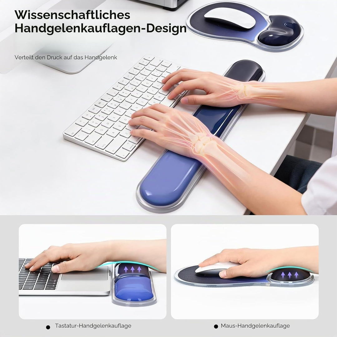 EooCoo Ergonomisches Mauspad mit Gel Handauflage + Handballenauflage Tastatur Satz, Gaming Mousepad