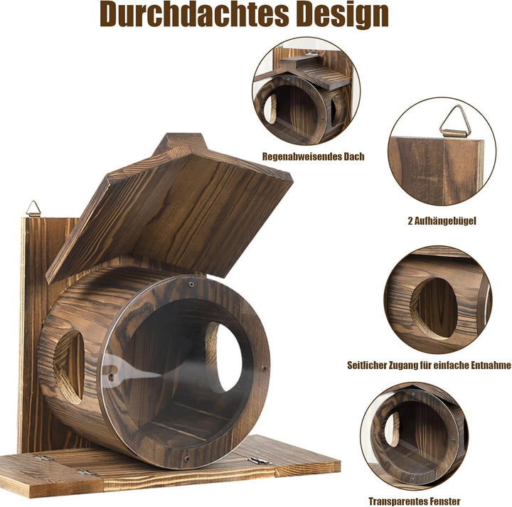 Eichhörnchen Futterhaus aus Holz - Futterhaus Eichhörnchen Wetterfest, Hängendes Eichhörnchenhaus, m