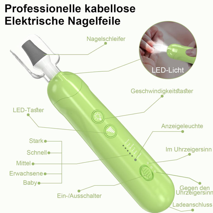 AOMEES Elektrische Nagelfräser Set, Maniküre Pediküre Set Fusspflege Elektrisch mit 9 Aufsätze zur N