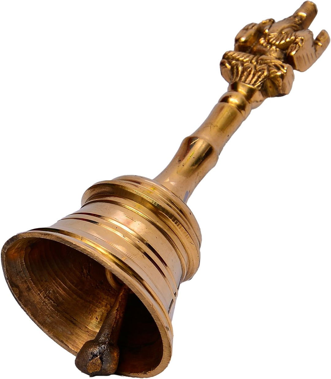Purpledip Unique Handheld Brass bell with Lord Ganpati for Hindu pooja, Indian gift ideas (10632)