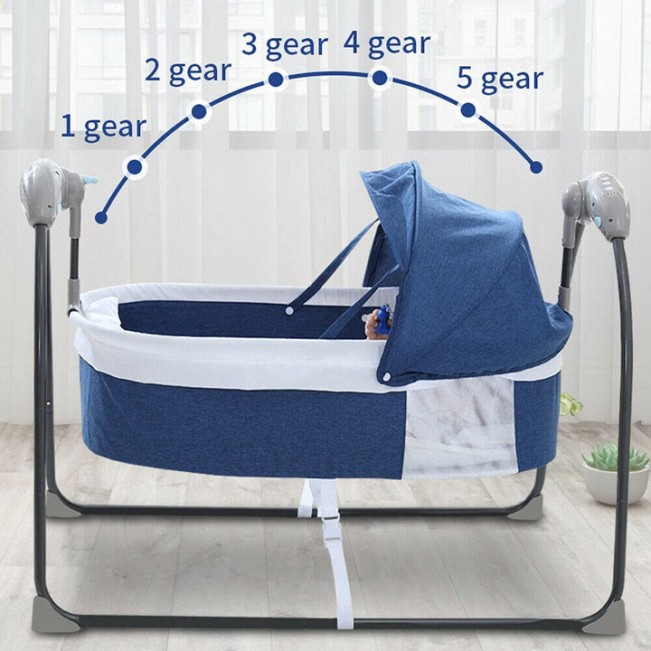 Babyschaukel, Tragbare Babywippe mit Fernbedienung Elektrisch Baby Wippe Schaukel 5 Schaukelgeschwin