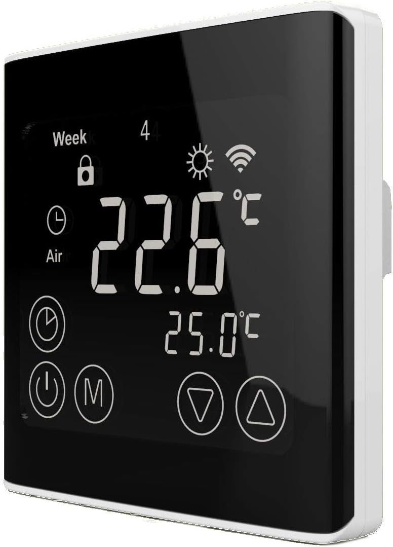 JWS WLAN Raumthermostat 230V – Smart Thermostat mit Touchdisplay, 16A, Schwarz – Kompatibel mit Alex