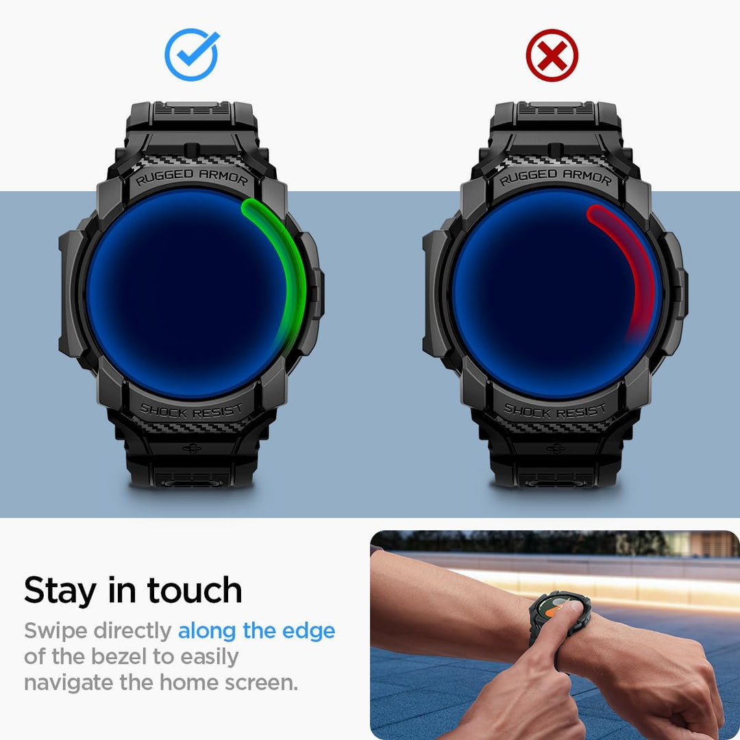 Spigen Rugged Armor Pro Hülle mit Armband Kompatibel mit Samsung Galaxy Watch 7 40mm (2024) - Matt S