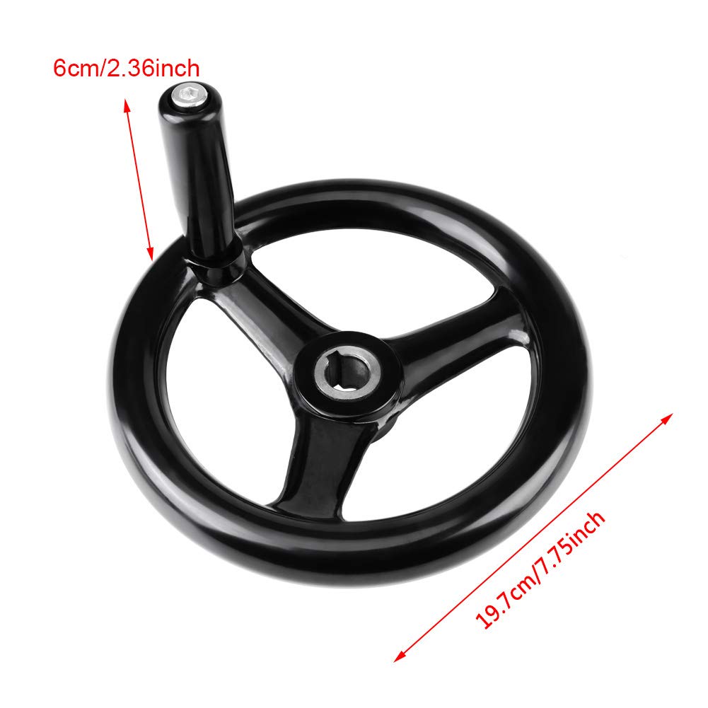 Drehmaschine Handrad, 18 * 200mm schwarzes rundes 3-Speichen-Handrad, Dreispeichen-Handrad-Kunststof