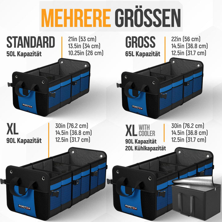 FORTEM Kofferraum Organizer, Kofferraumtasche, Zusammenklappbarer Auto Organizer Kofferraum mit Fäch