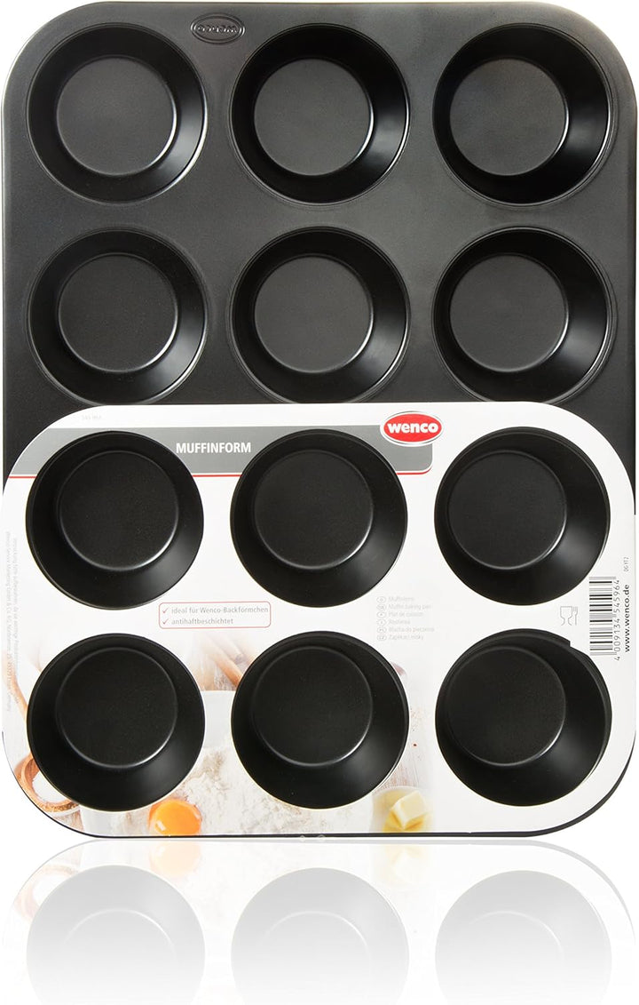 Wenco 545969 12er Muffinform, Spülmaschinengeeignet, Schwarz Version 2020, Version 2020