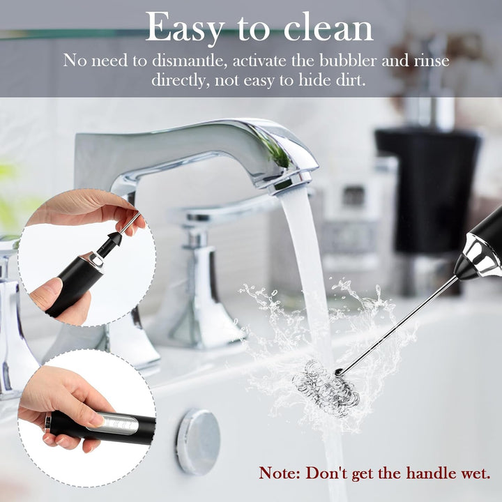 Milchaufschäumer Elektrisch Edelstahl Melektrischer Schneebesen USB Wiederaufladbar Milchschäumer G