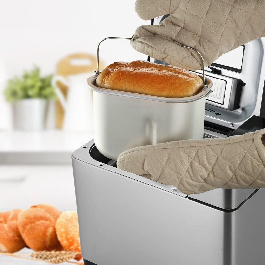 Brotbackautomat 710W Backmeister mit Automatische Zutatenbox, 19 Programme, Edelstahl Bread Maker Vo